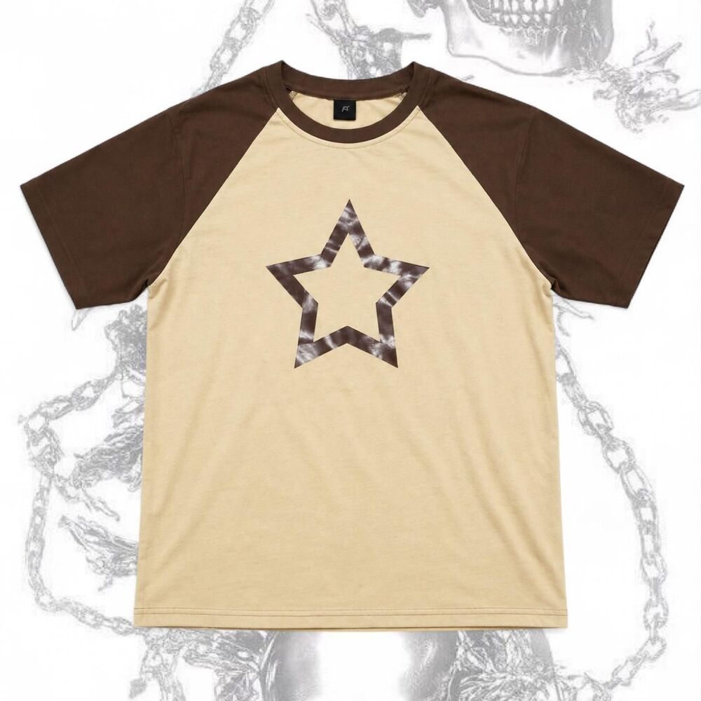 Romwe Brown & Beige Star Graphic Tee